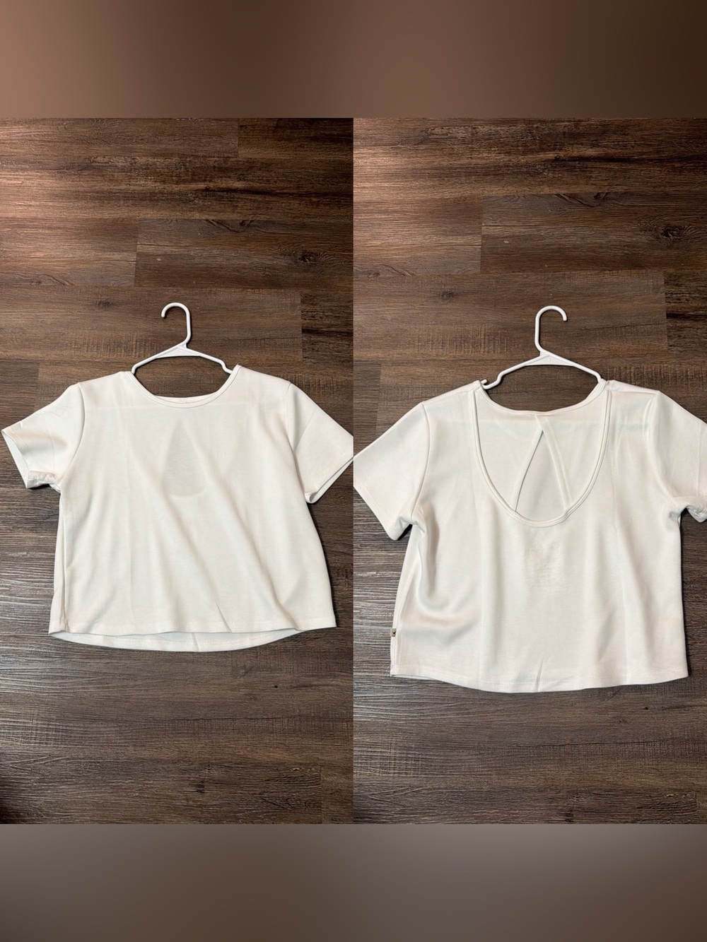 Jessica Simpson Cream Short Sleeve Scoop-Back Tee